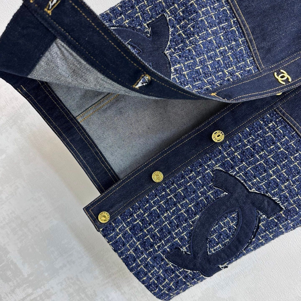 26SS NEW Tweed Patchwork Denim Vest