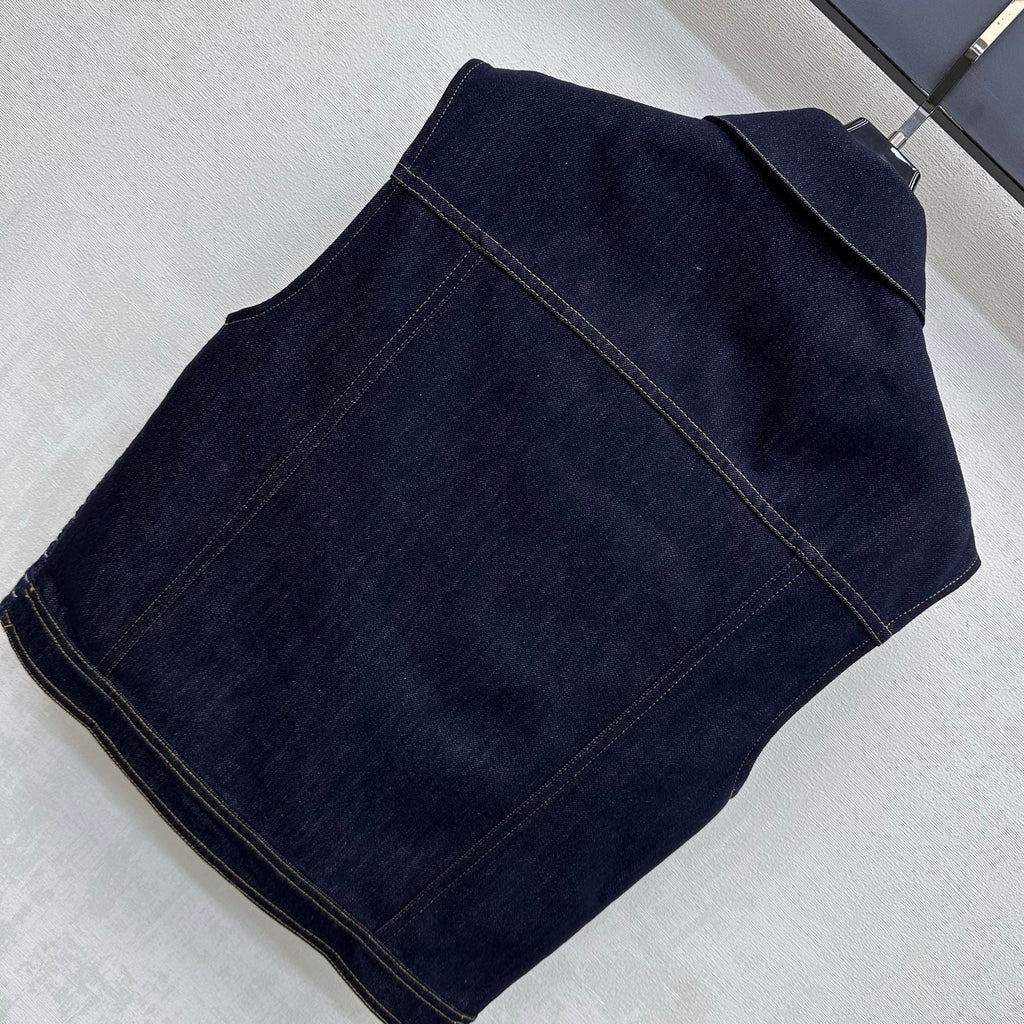 26SS NEW Tweed Patchwork Denim Vest