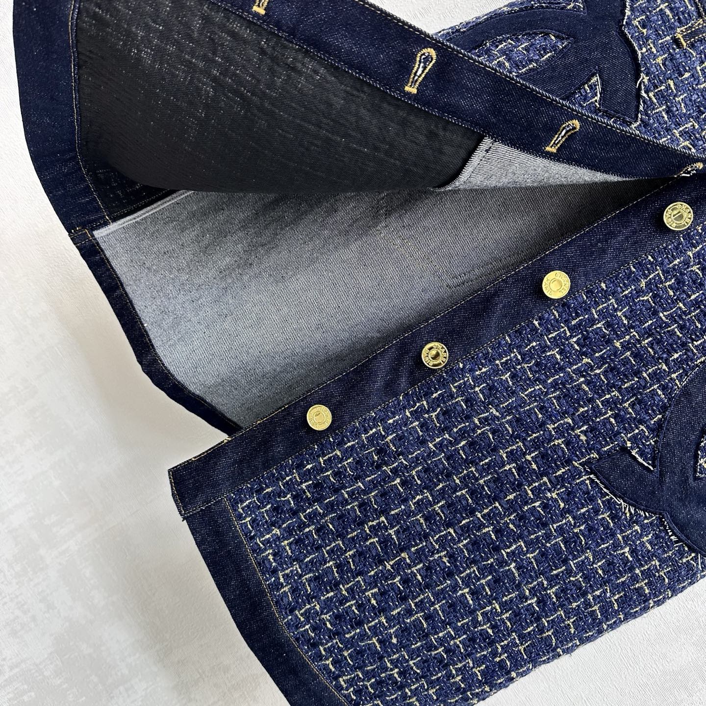 26SS NEW Tweed Patchwork Denim Vest Dress