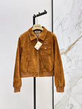 ❤️‍🔥Limited edition❤️‍🔥  26SS New Vintage-Style Brown Suede-Finish Cropped Jacket 🤎