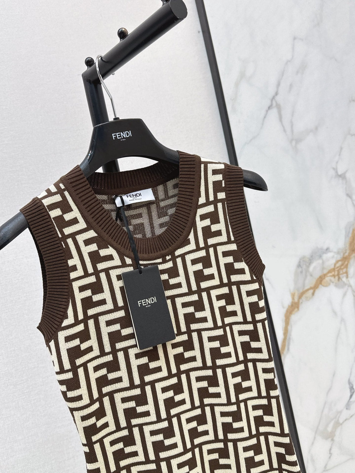 26SS New FF Monogram Knit Sleeveless Dress 🩵
