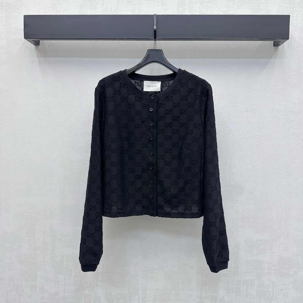 26FW New Jacquard Crew-Neck Cropped Cardigan