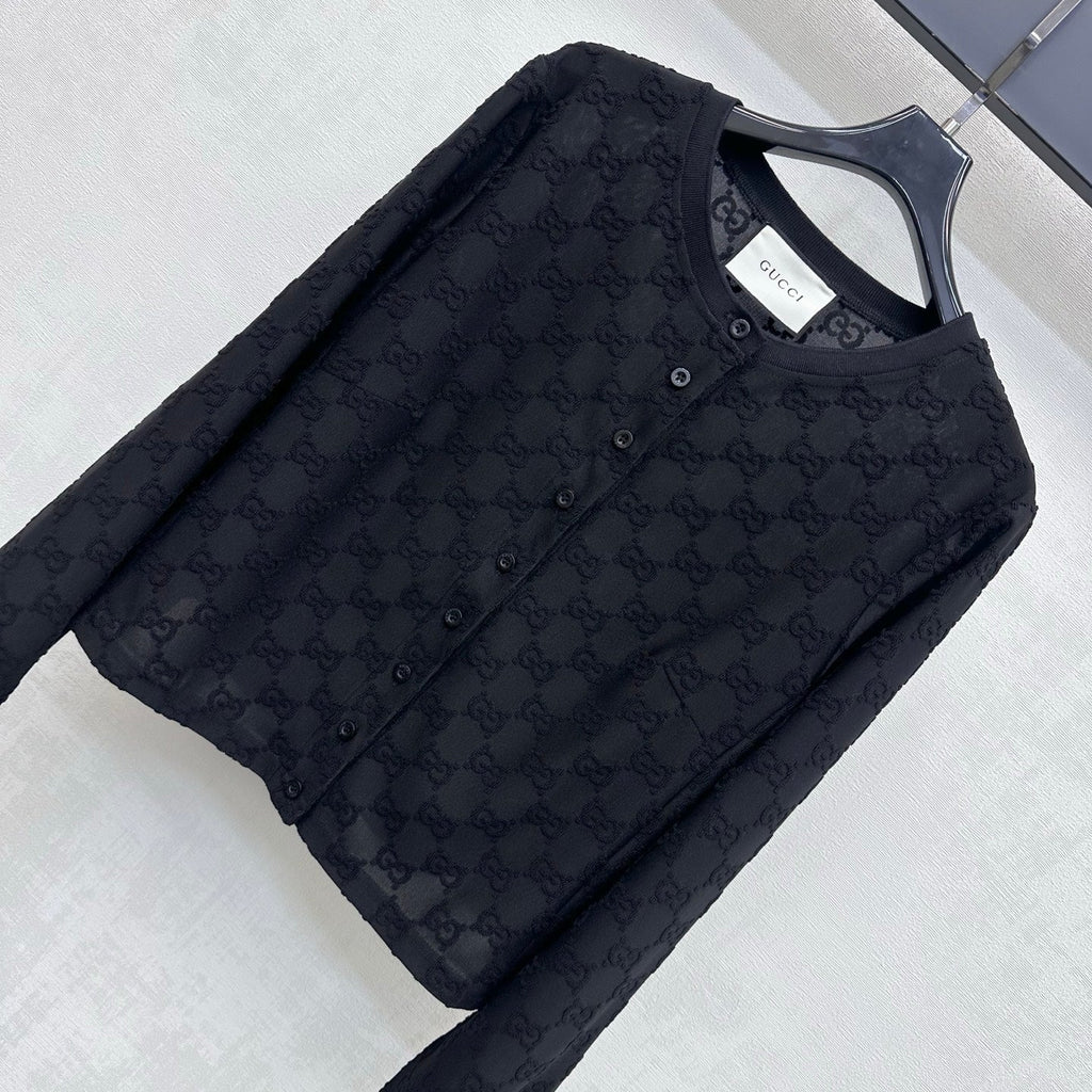 26FW New Jacquard Crew-Neck Cropped Cardigan