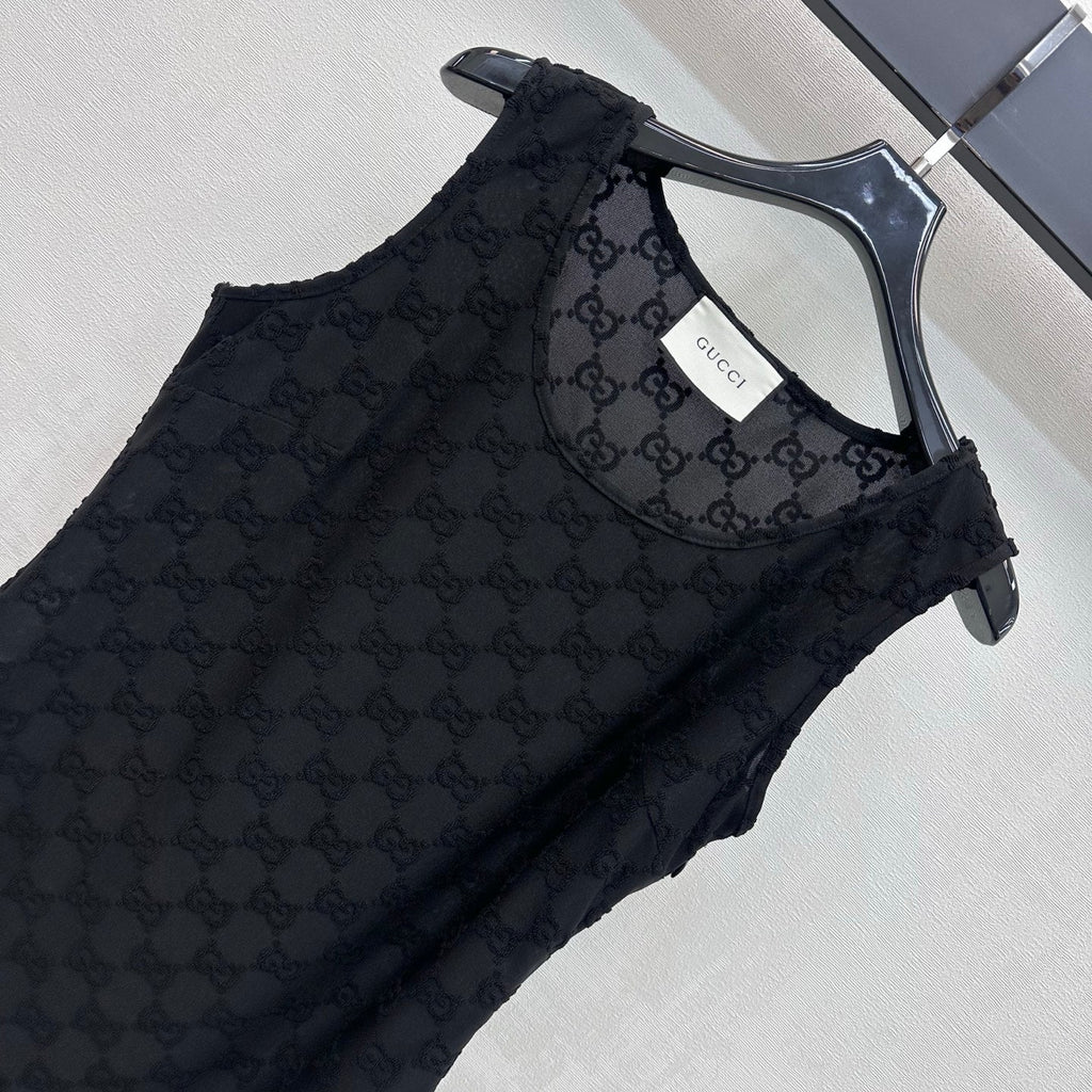 26FW New Jacquard Crew-Neck Vest Dress