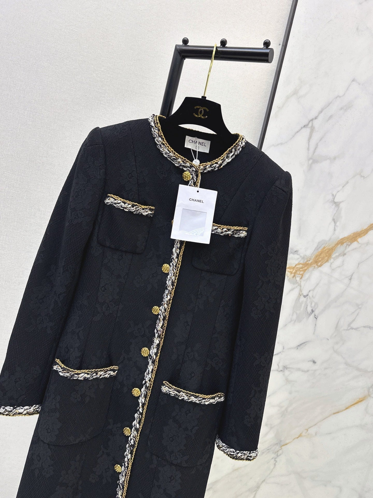 26FW New Crew-Neck Long Lace Coat with Four Pockets 🖤