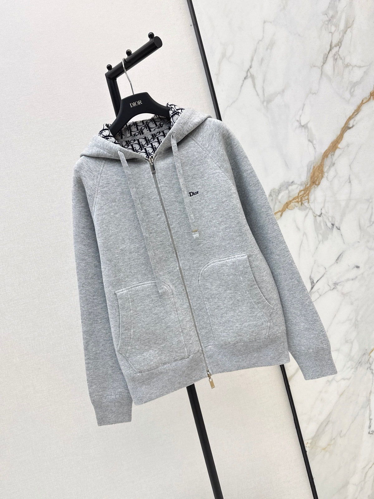 26FW New Unisex Reversible Premium Monogram Logo Zip-Up Cashmere Jacket 🩶