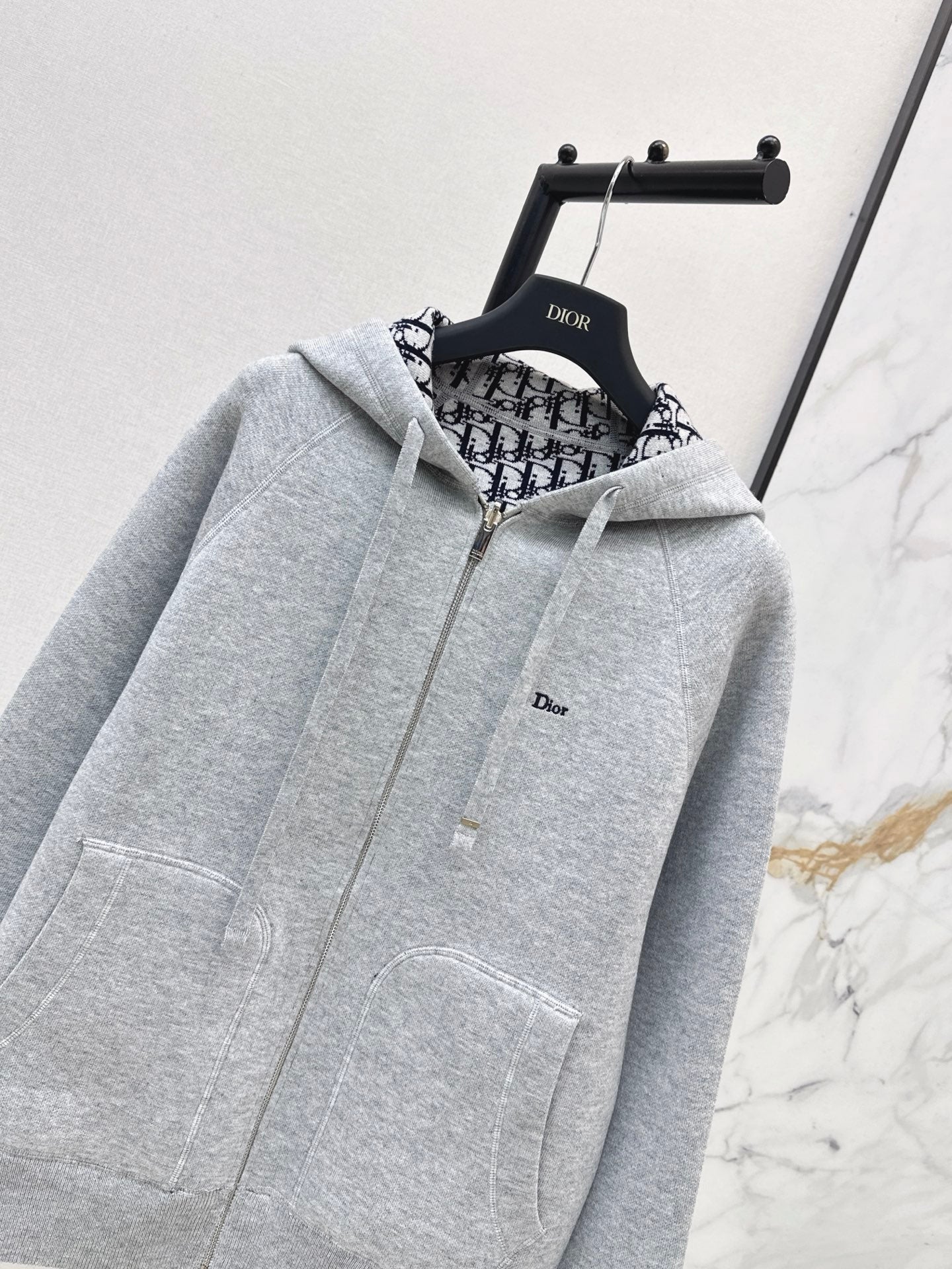 26FW New Unisex Reversible Premium Monogram Logo Zip-Up Cashmere Jacket 🩶