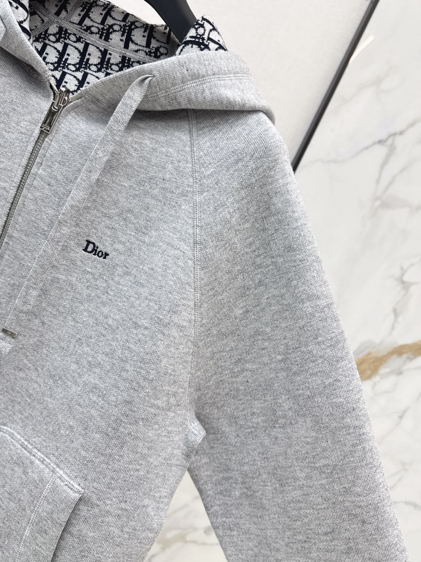 26FW New Unisex Reversible Premium Monogram Logo Zip-Up Cashmere Jacket 🩶