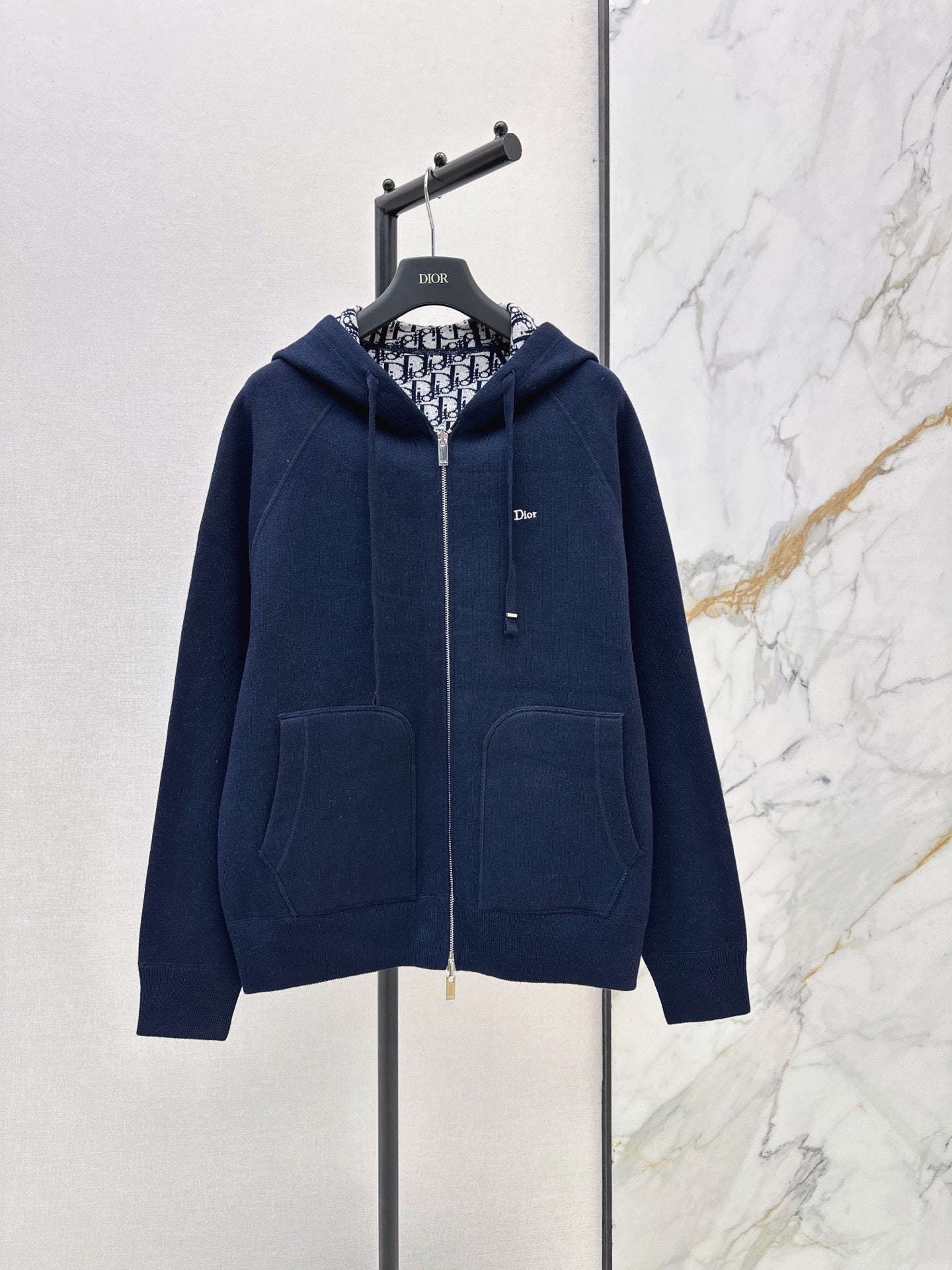 26FW New Unisex Reversible Premium Monogram Logo Zip-Up Cashmere Jacket 🩶