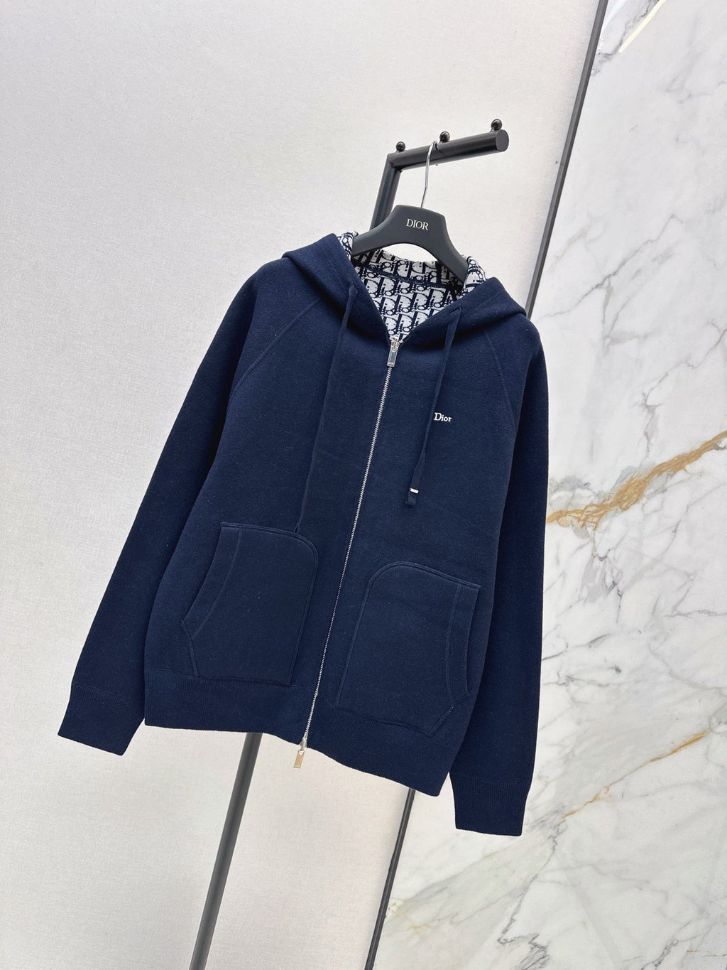 26FW New Unisex Reversible Premium Monogram Logo Zip-Up Cashmere Jacket 🩶