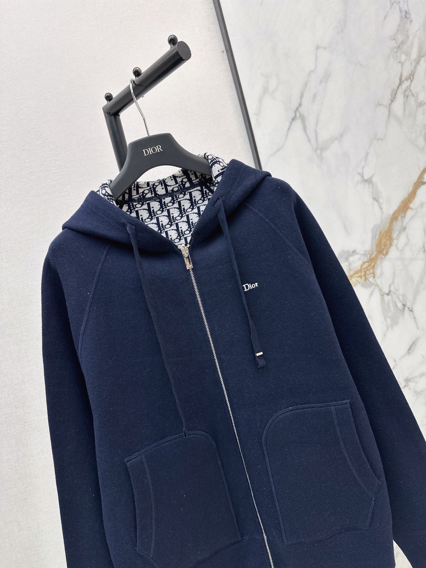 26FW New Unisex Reversible Premium Monogram Logo Zip-Up Cashmere Jacket 🩶