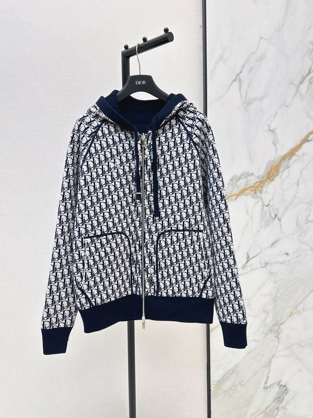 26FW New Unisex Reversible Premium Monogram Logo Zip-Up Cashmere Jacket 🩶