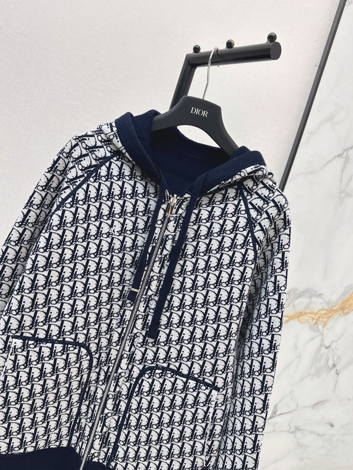 26FW New Unisex Reversible Premium Monogram Logo Zip-Up Cashmere Jacket 🩶