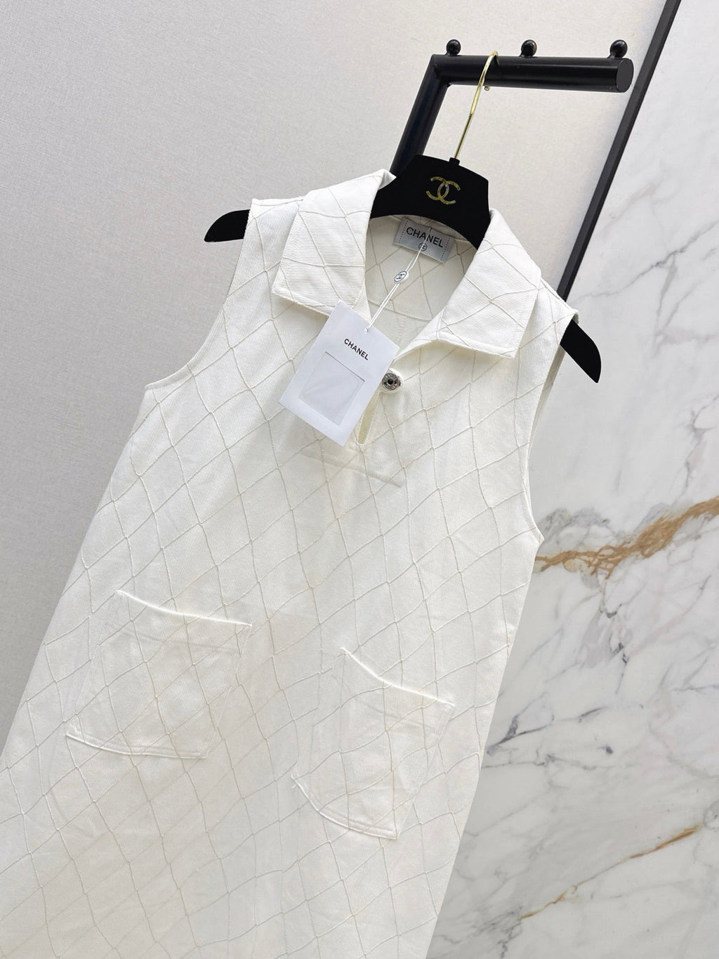26FW New Quilted-Stitch Denim Shirt Dress with Collar 🩵