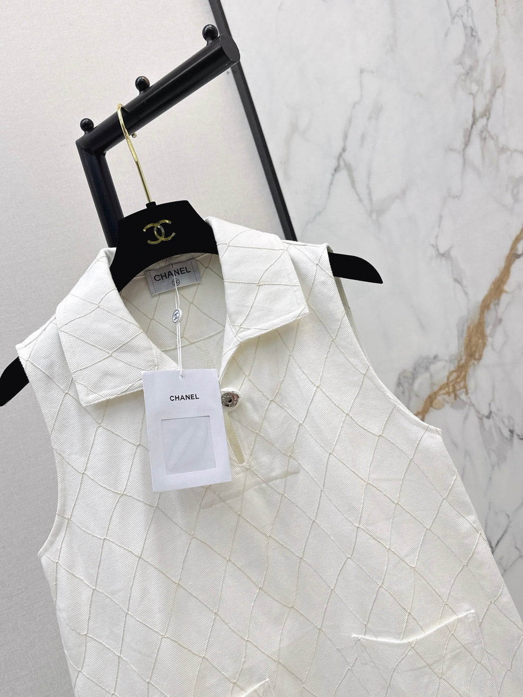 26FW New Quilted-Stitch Denim Shirt Dress with Collar 🩵
