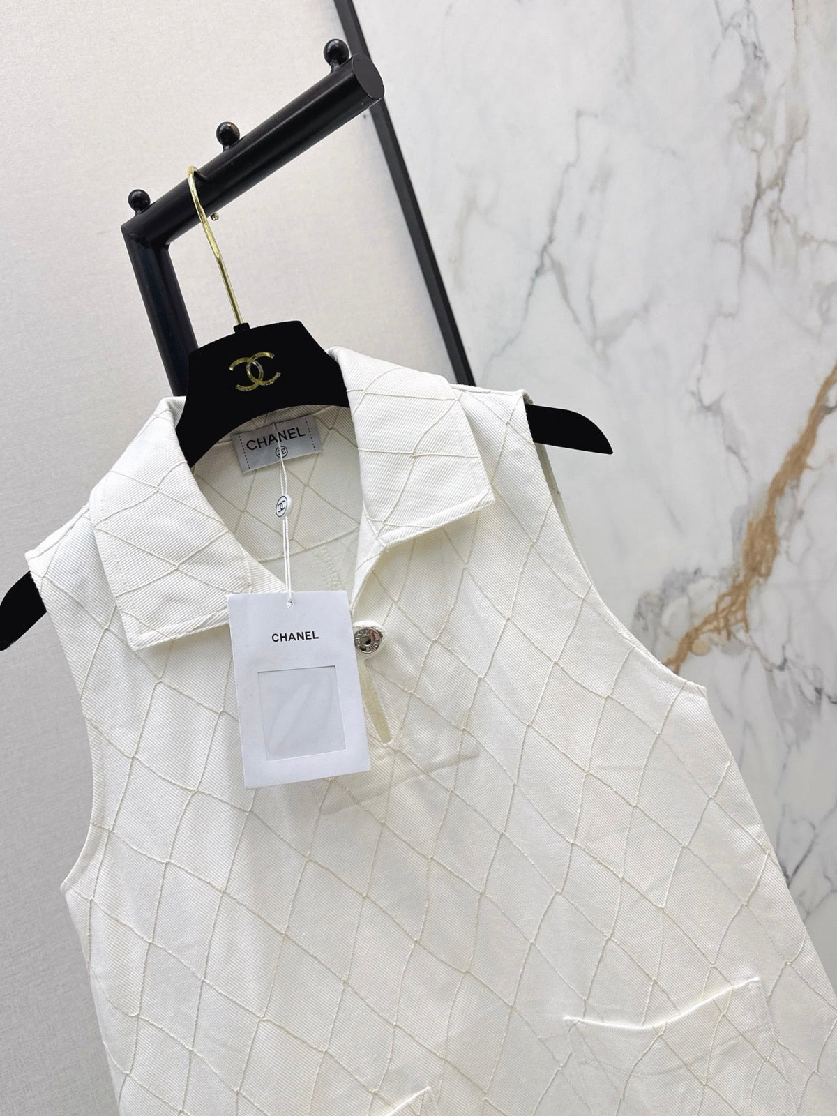 26FW New Quilted-Stitch Denim Shirt Dress with Collar 🩵