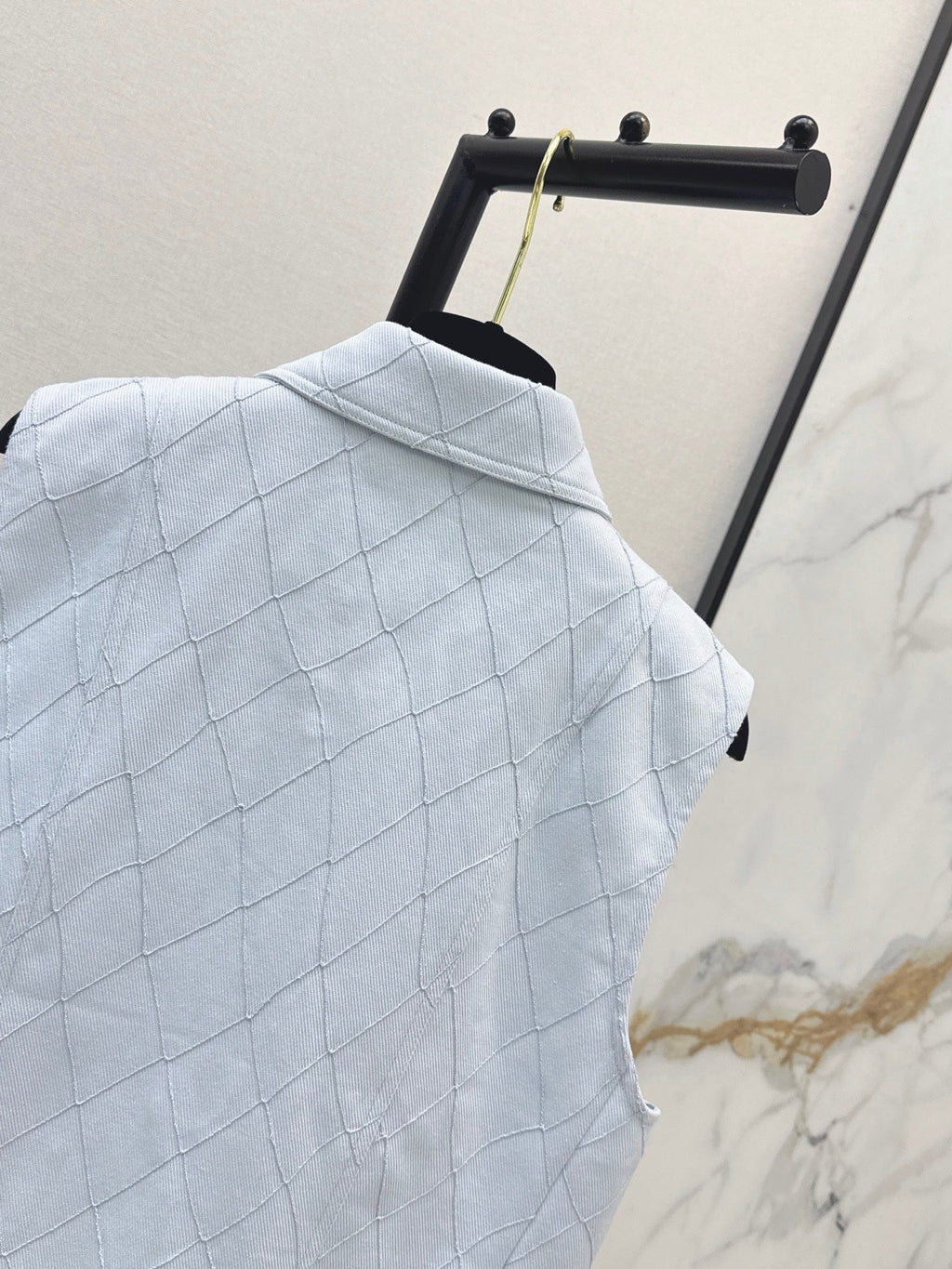 26FW New Quilted-Stitch Denim Vest with Lapel 🩵