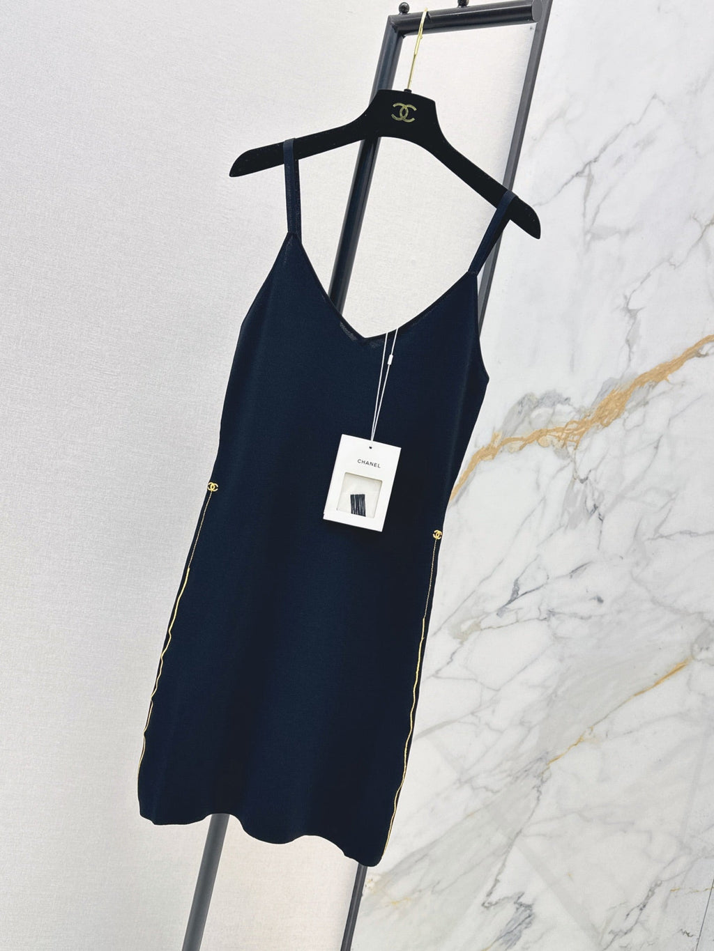 26FW New Camisole Dress with Gold-Thread Embroidered Logo Trim 🖤