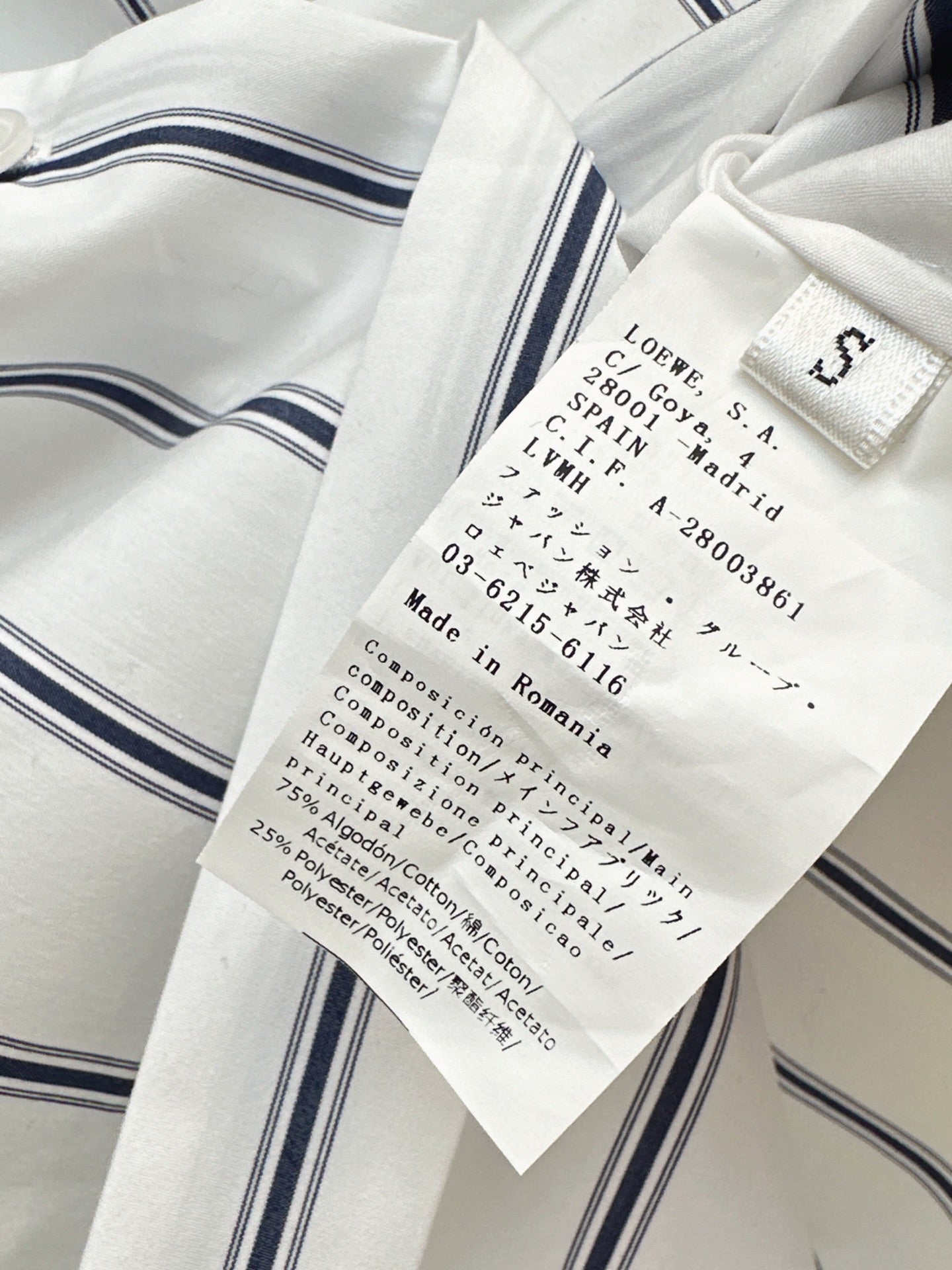 26FW New Blue Striped Shirt with Embroidered Logo and Batwing Sleeves 🩵