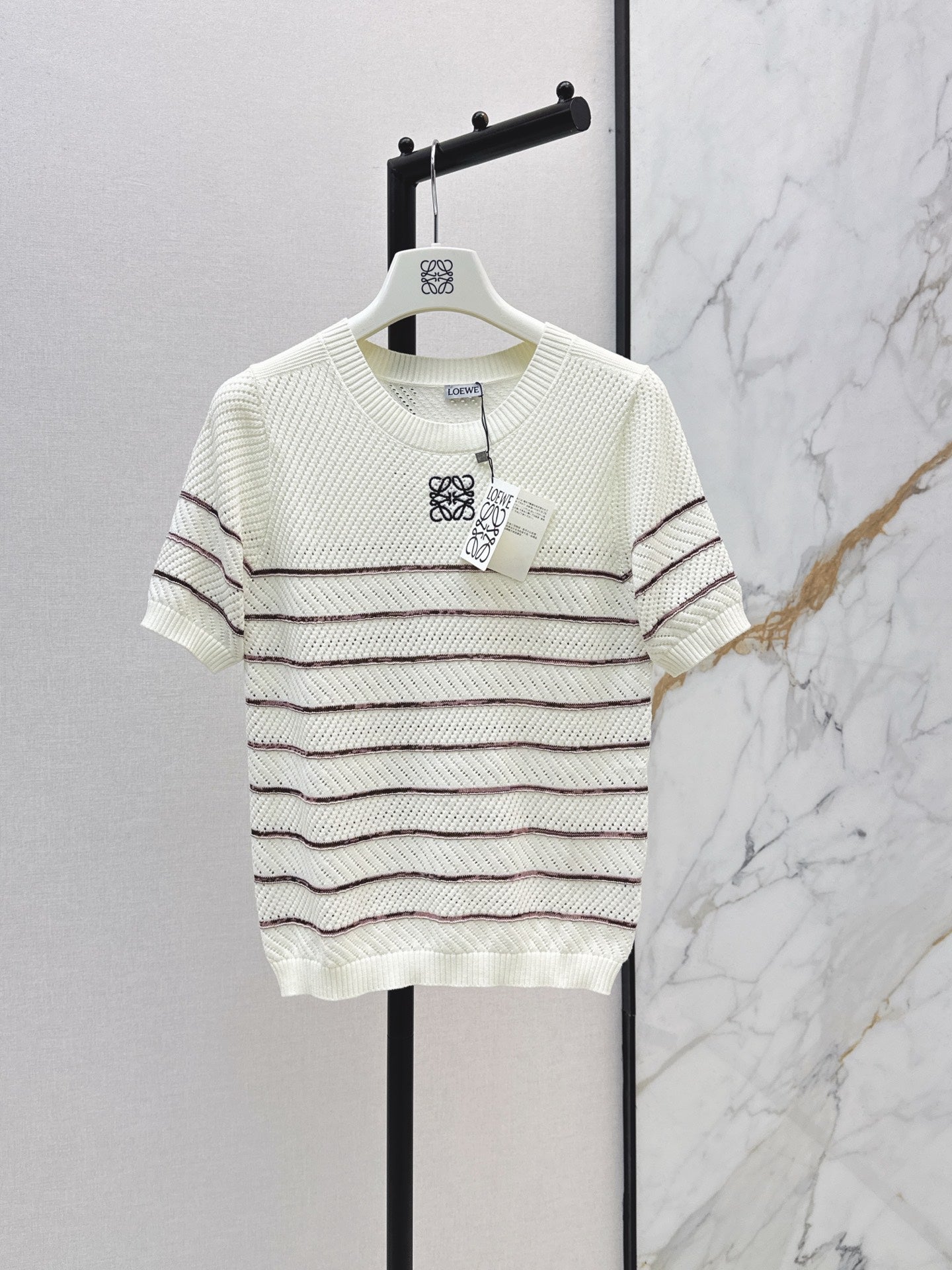 26FW New Minimalist Striped Knit Short-Sleeve Top 🤍