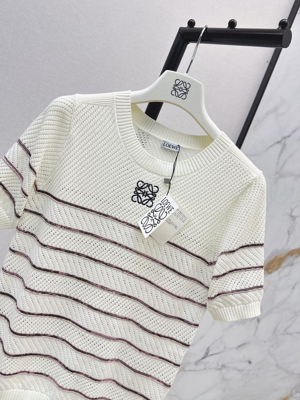 26FW New Minimalist Striped Knit Short-Sleeve Top 🤍