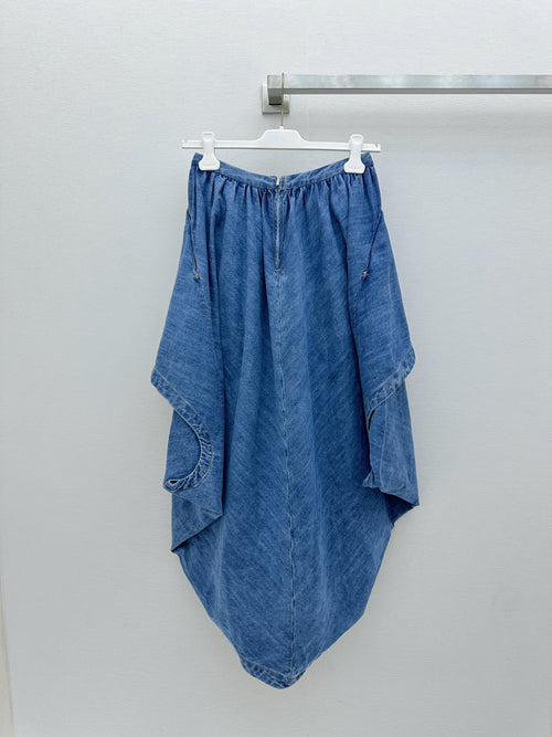 26FW New Asymmetrical Denim Skirt with Ruffled Trim 🩵