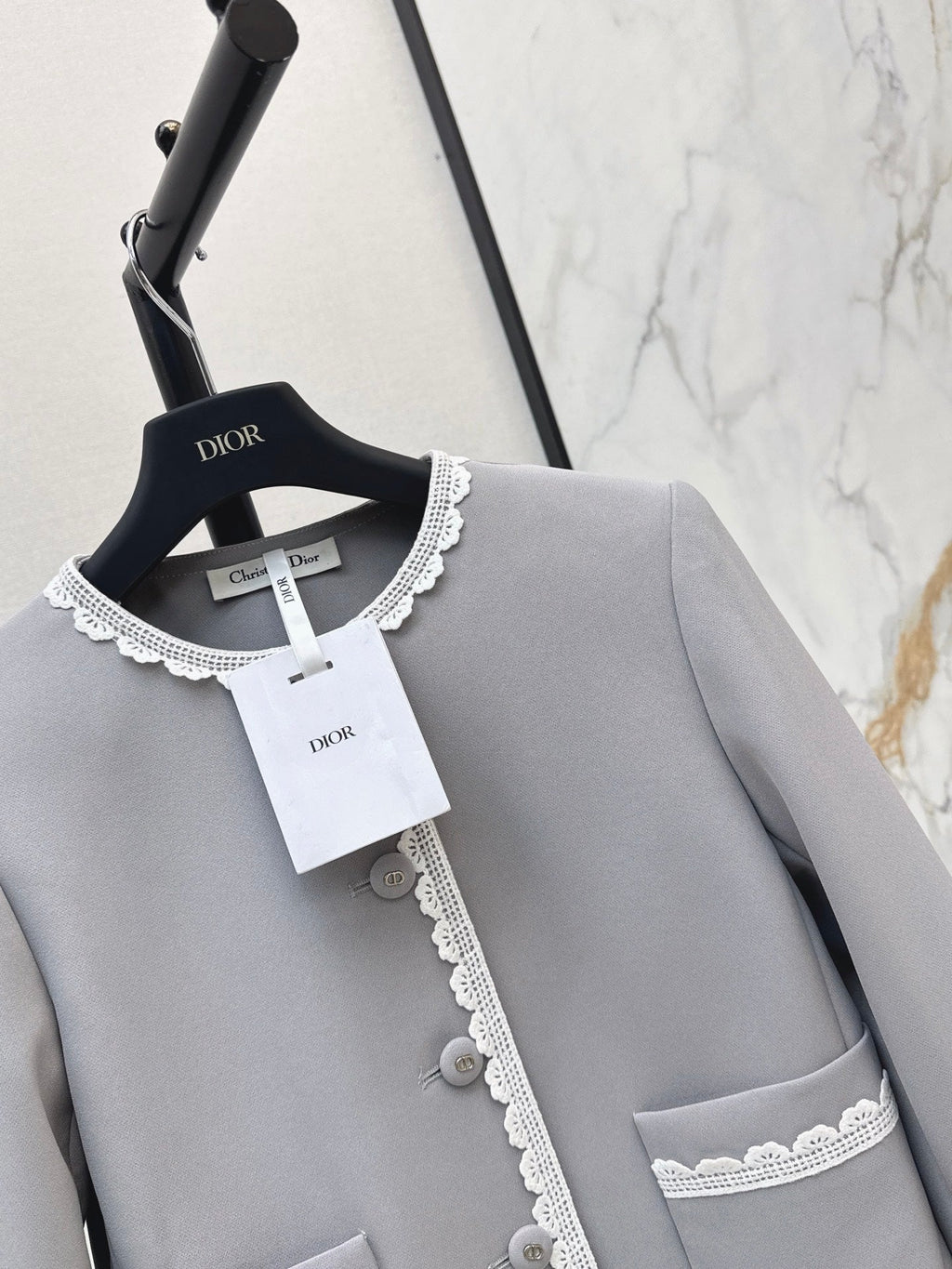 26FW New Color-Block Lace-Trim Crew-Neck Jacket 🩶