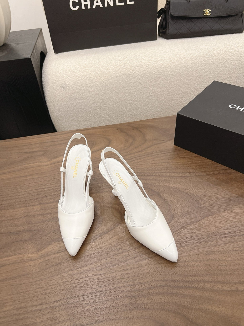 26FW New Color-Block Pointed-Toe Slingback High-Heeled Sandals (height: 8.5cm)