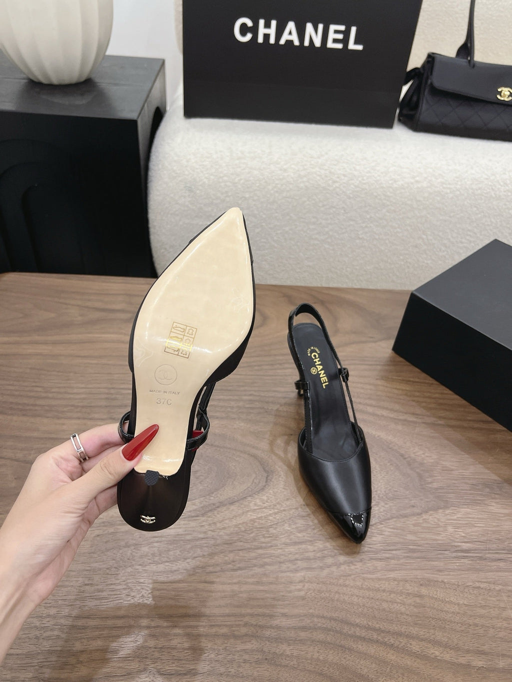 26FW New Color-Block Pointed-Toe Slingback High-Heeled Sandals (height: 8.5cm)