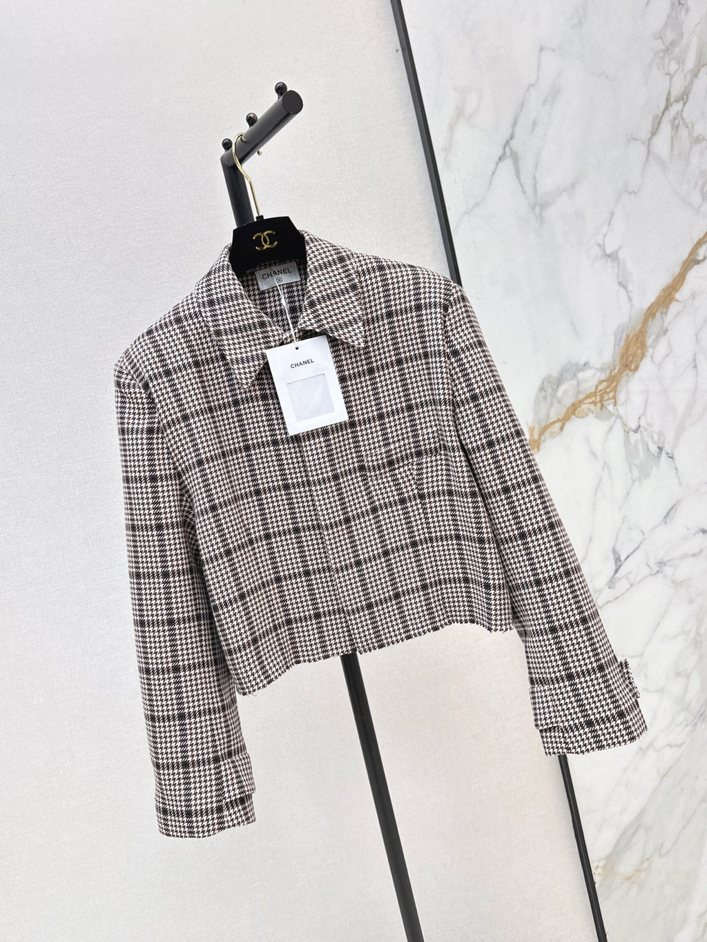 26FW New Houndstooth Cropped Lapel Jacket 🤎