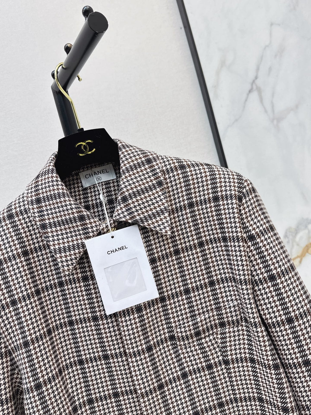 26FW New Houndstooth Cropped Lapel Jacket 🤎