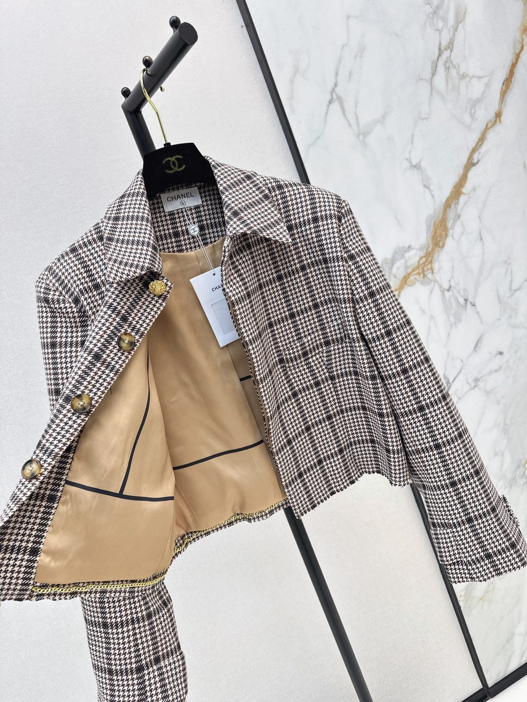 26FW New Houndstooth Cropped Lapel Jacket 🤎