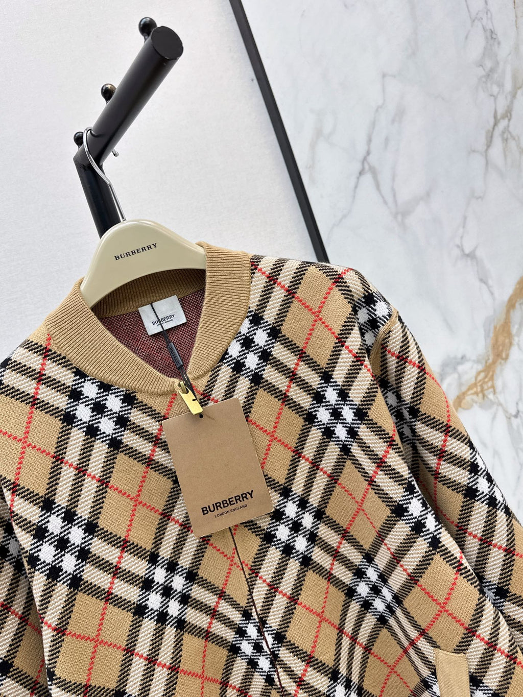 26FW New Plaid Stand-Collar Knit Cardigan 🖤