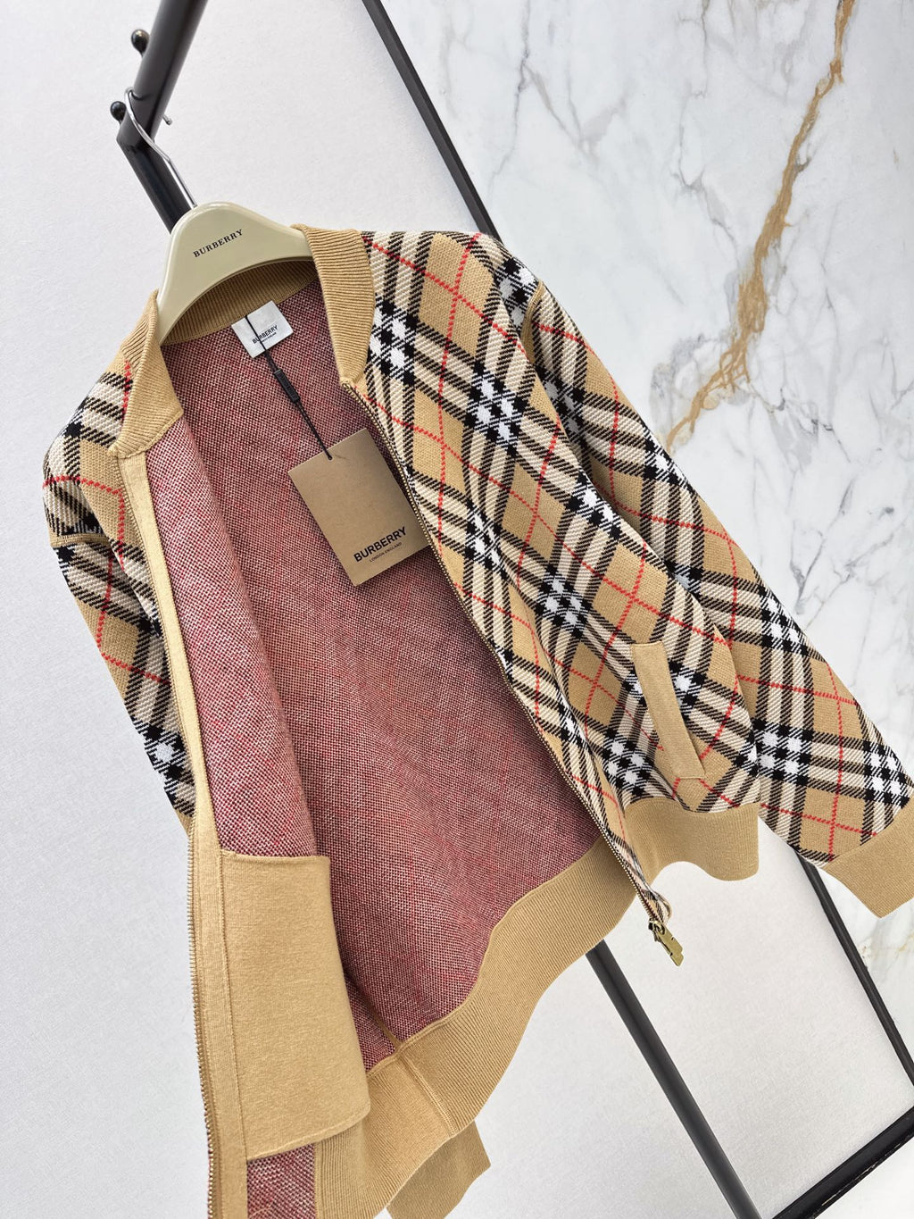 26FW New Plaid Stand-Collar Knit Cardigan 🖤