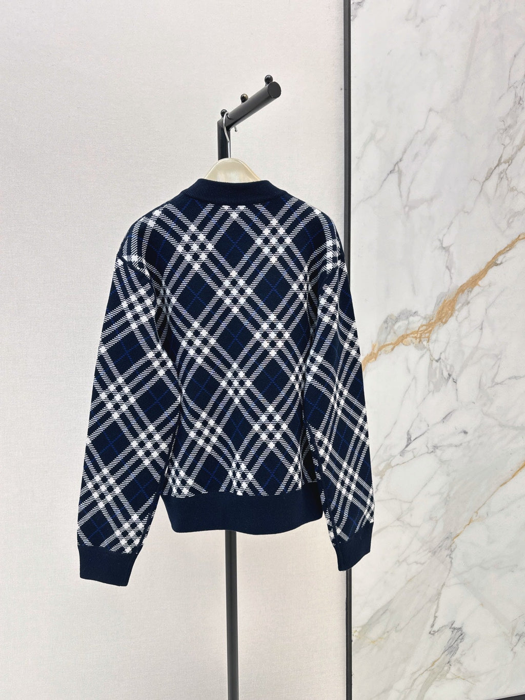 26FW New Plaid Stand-Collar Knit Cardigan 🖤