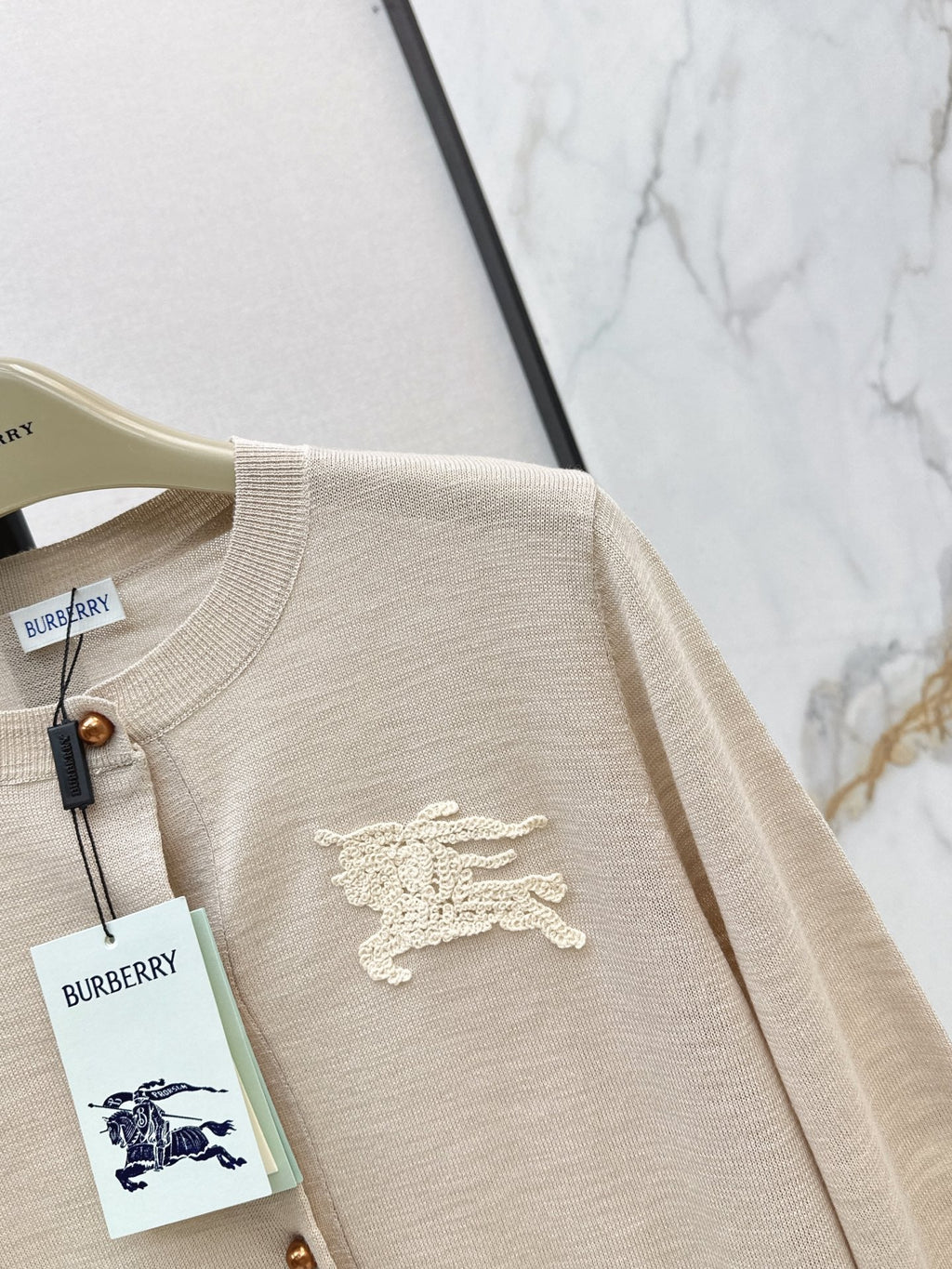 26FW New Jacquard Equestrian Knight Crew-Neck Button-Up Cardigan 💕