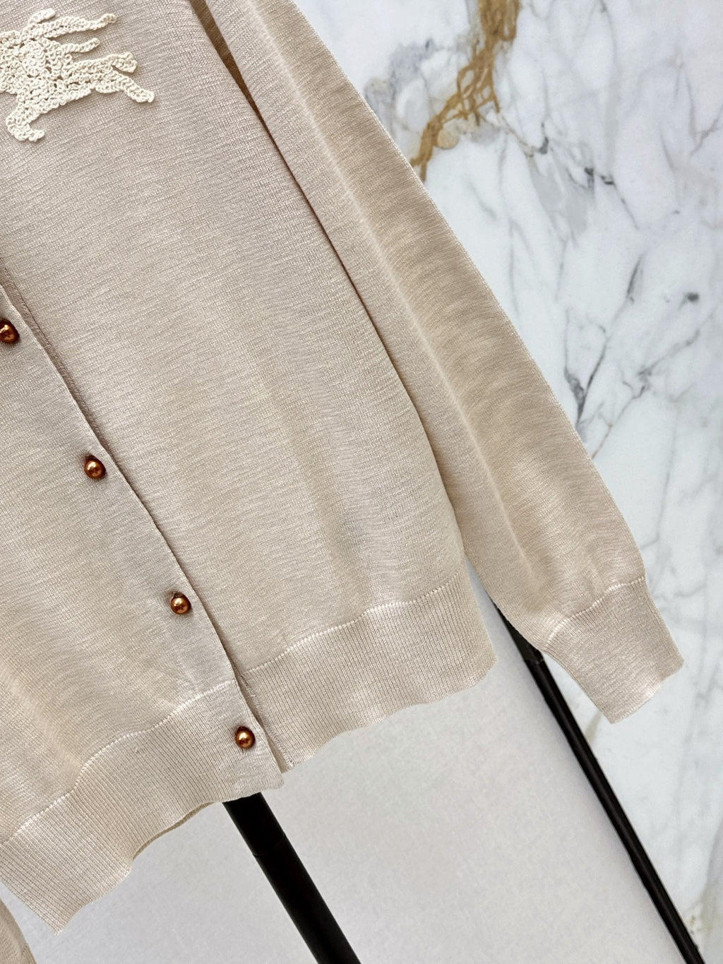 26FW New Jacquard Equestrian Knight Crew-Neck Button-Up Cardigan 💕
