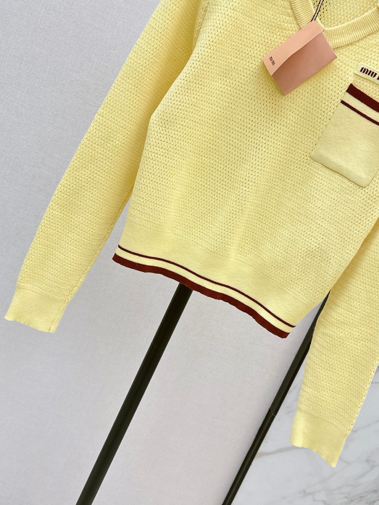 26FW New Color-Block Striped Collared Knit Top 💛