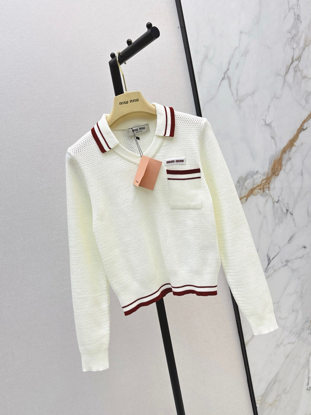26FW New Color-Block Striped Collared Knit Top 💛