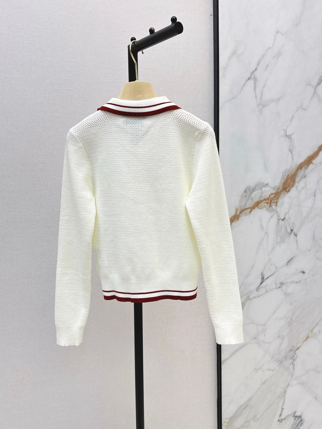 26FW New Color-Block Striped Collared Knit Top 💛