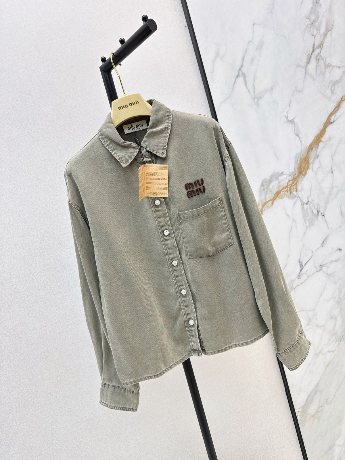 26FW New Denim Shirt with Contrasting Letter Logo Embroidery 🤍