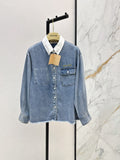 26FW New Denim Shirt with Embroidered Letter Logo and Contrast-Color Collar 🩵