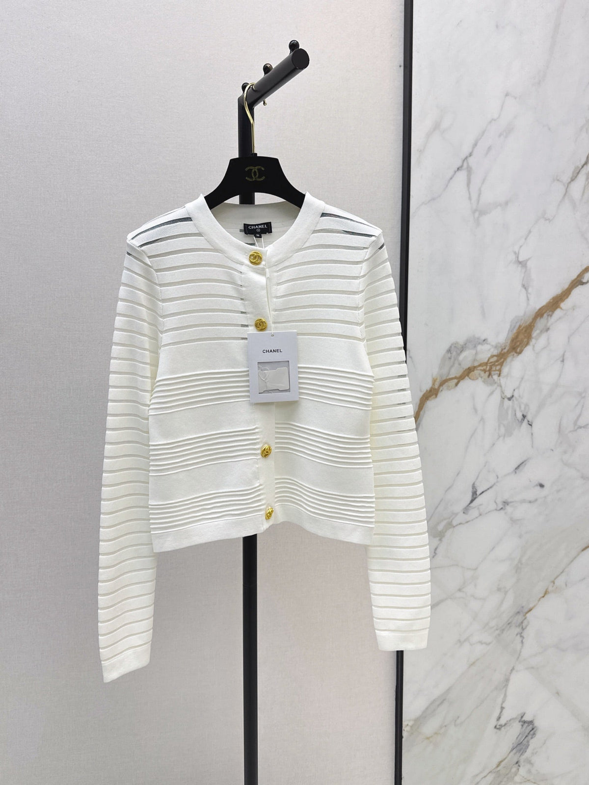 26FW New Striped Jacquard Crew-Neck Cardigan 🖤