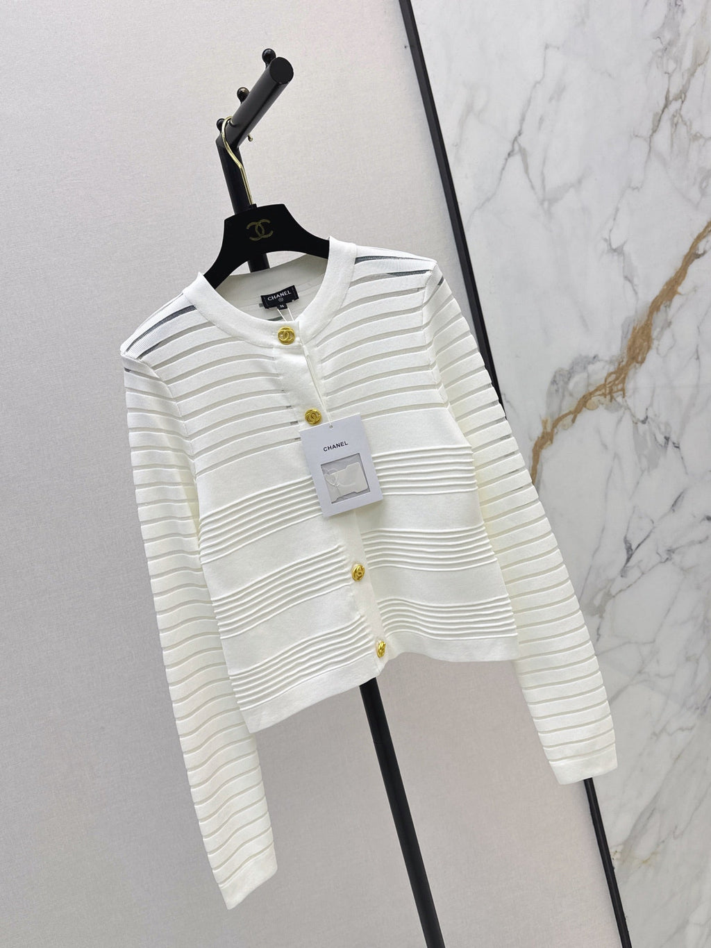 26FW New Striped Jacquard Crew-Neck Cardigan 🖤
