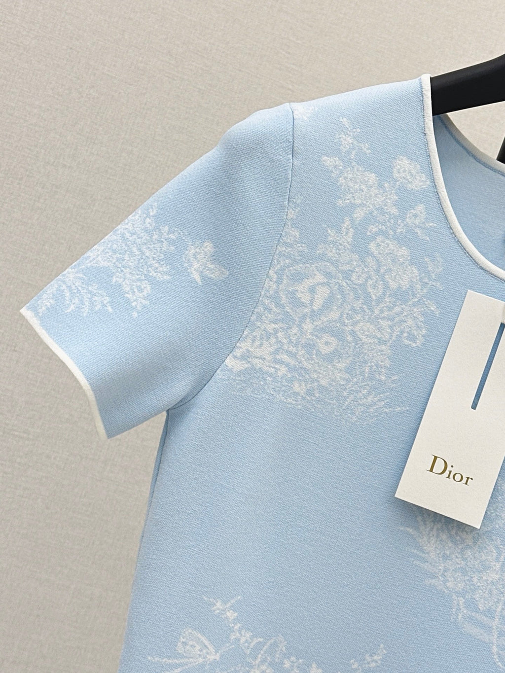 26FW New Floral Jacquard Crew-Neck Short-Sleeve Dress 🩵