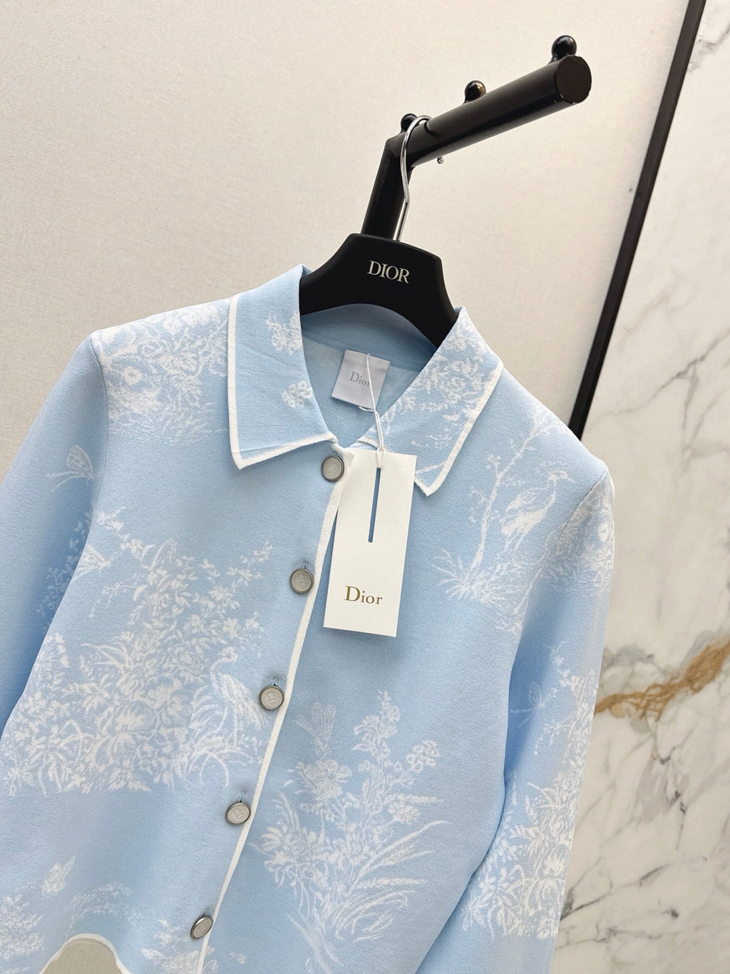 26FW New Floral Jacquard Collared Jacket 🩵