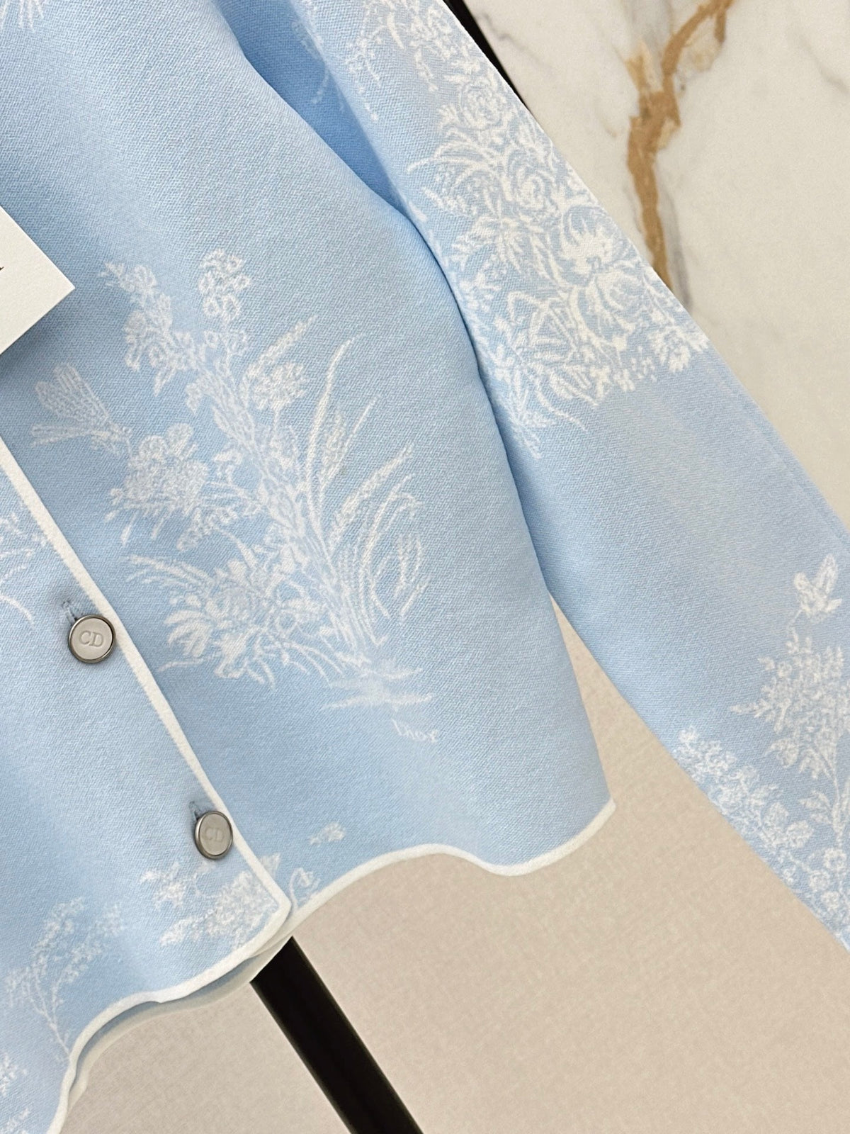 26FW New Floral Jacquard Collared Jacket 🩵