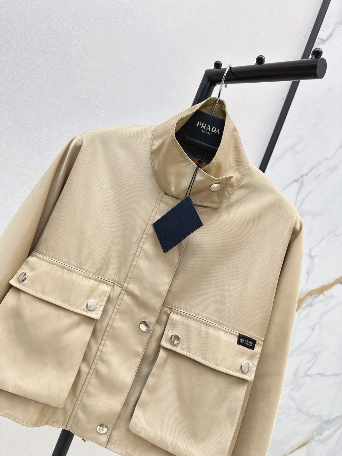 26FW New Nylon Cropped Jacket with Stand Collar 🤎