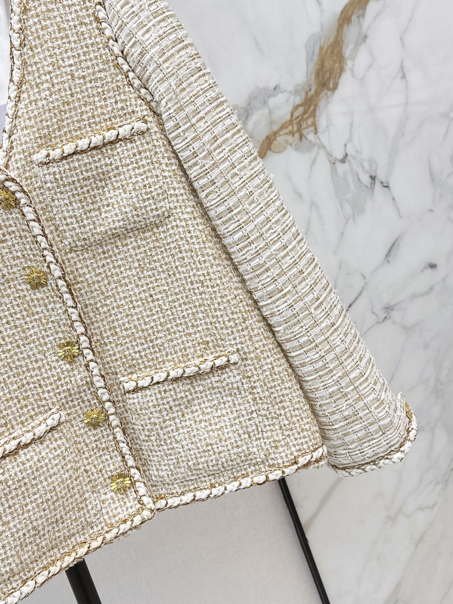 🔥Highest Quality🔥26FW New Runway Style: Gilded Tweed Paneled Jacket 🖤