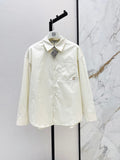 🔥Highest Quality🔥26FW New Minimalist & Relaxed Style: Logo-Embroidered Shirt in Creamy Apricot 🤍